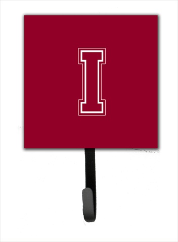 CJ1032-ISH4 Letter I Initial Monogram - Maroon And White Leash Holder Or Key Hook