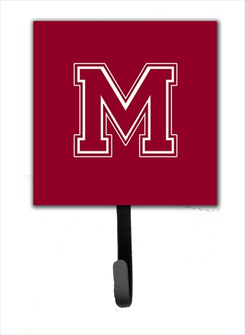 CJ1032-MSH4 Letter M Initial Monogram - Maroon And White Leash Holder Or Key Hook