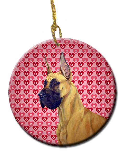 Picture of Carolines Treasures LH9130CO1 Great Dane Valentines Love And Hearts Ceramic Ornament