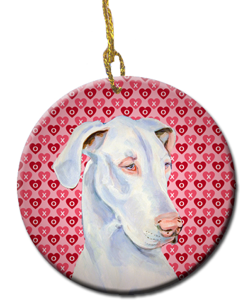 Picture of Carolines Treasures LH9131CO1 Great Dane Valentines Love And Hearts Ceramic Ornament