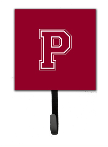 CJ1032-PSH4 Letter P Initial Monogram - Maroon And White Leash Holder Or Key Hook