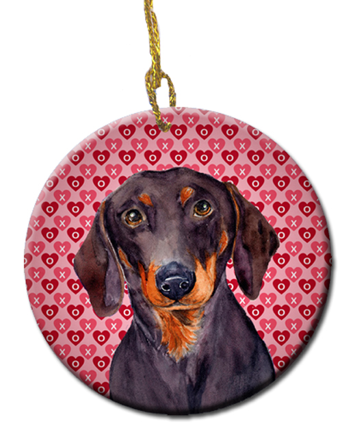Picture of Carolines Treasures LH9133CO1 Dachshund Valentines Love And Hearts Ceramic Ornament