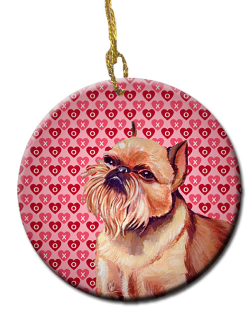 Picture of Carolines Treasures LH9134CO1 Brussels Griffon Valentines Love And Hearts Ceramic Ornament