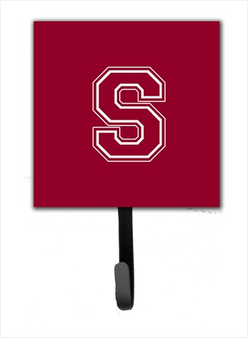 CJ1032-SSH4 Letter S Initial Monogram - Maroon And White Leash Holder Or Key Hook