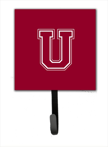 CJ1032-USH4 Letter U Initial Monogram - Maroon And White Leash Holder Or Key Hook