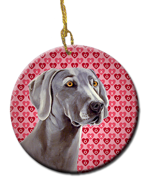 Picture of Carolines Treasures LH9161CO1 Weimaraner Valentines Love And Hearts Ceramic Ornament