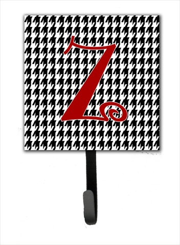 Letter Z Initial Monogram - Houndstooth Black Leash Holder Or Key Hook
