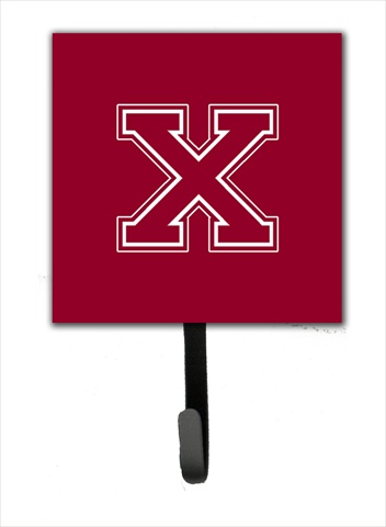 CJ1032-XSH4 Letter X Initial Monogram - Maroon And White Leash Holder Or Key Hook