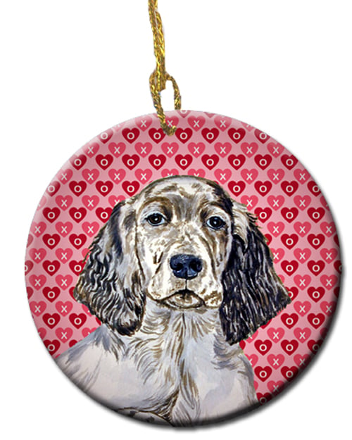 Picture of Carolines Treasures LH9142CO1 English Setter Valentines Love And Hearts Ceramic Ornament