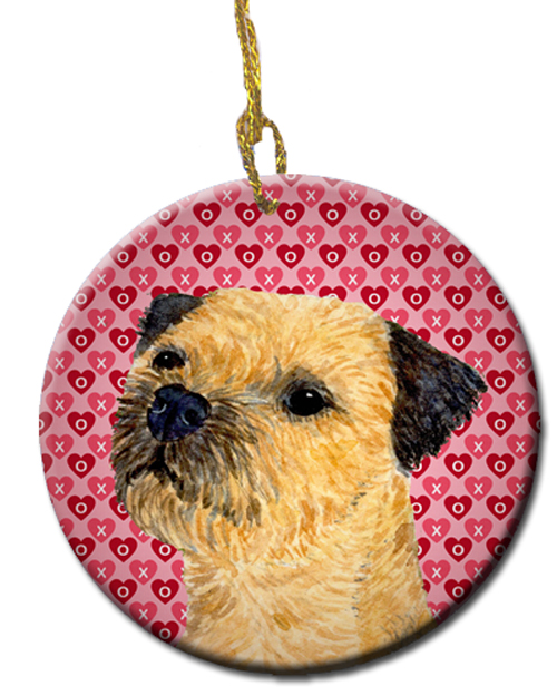 Picture of Carolines Treasures LH9143CO1 Border Terrier Valentines Love And Hearts Ceramic Ornament