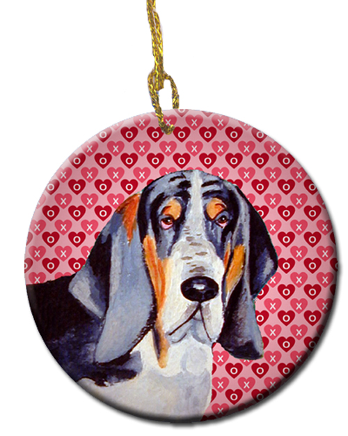 Picture of Carolines Treasures LH9147CO1 Basset Hound Valentines Love And Hearts Ceramic Ornament