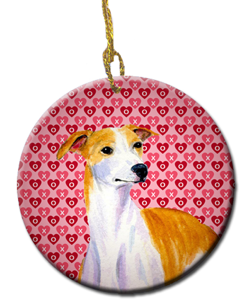 Picture of Carolines Treasures LH9148CO1 Whippet Valentines Love And Hearts Ceramic Ornament