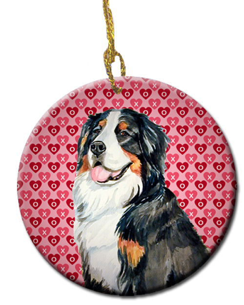 Picture of Carolines Treasures LH9154CO1 Bernese Mountain Dog Valentines Love And Hearts Ceramic Ornament