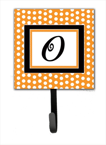 CJ1033-OSH4 Letter O Initial Monogram - Orange Polka Dots Leash Holder Or Key Hook