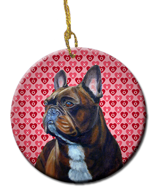 Picture of Carolines Treasures LH9160CO1 French Bulldog Valentines Love And Hearts Ceramic Ornament