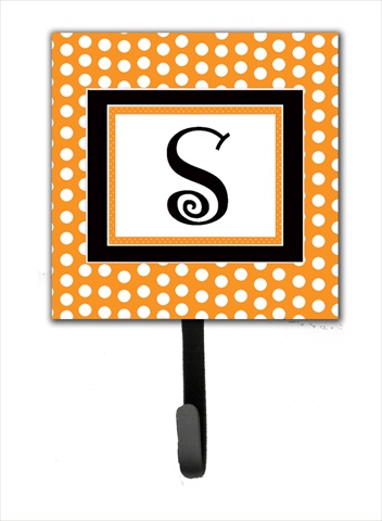 CJ1033-SSH4 Letter S Initial Monogram - Orange Polka Dots Leash Holder Or Key Hook