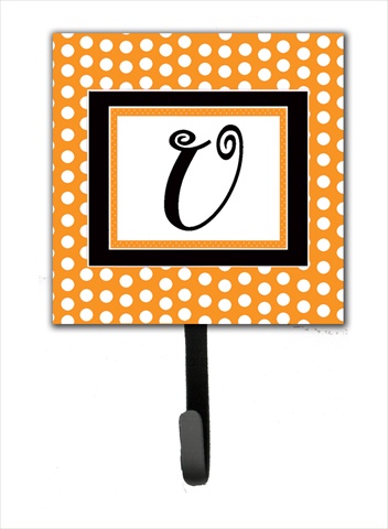 CJ1033-USH4 Letter U Initial Monogram - Orange Polka Dots Leash Holder Or Key Hook