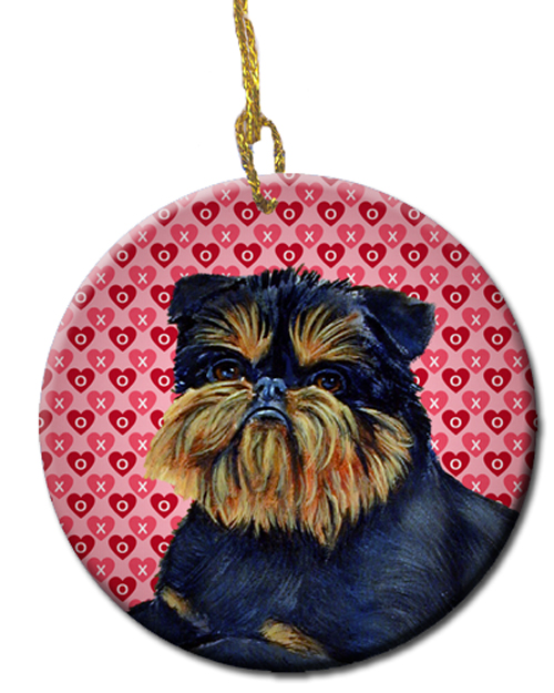 Picture of Carolines Treasures LH9163CO1 Brussels Griffon Valentines Love And Hearts Ceramic Ornament