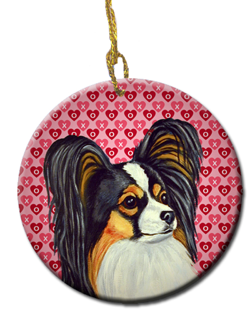 Picture of Carolines Treasures LH9165CO1 Papillon Valentines Love And Hearts Ceramic Ornament