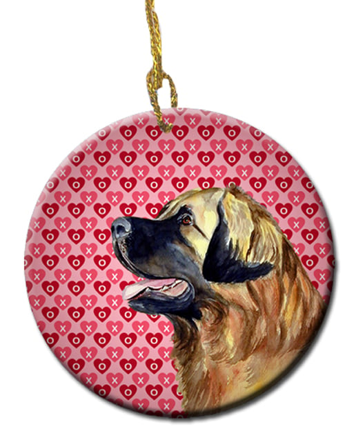 Picture of Carolines Treasures LH9168CO1 Leonberger Valentines Love And Hearts Ceramic Ornament