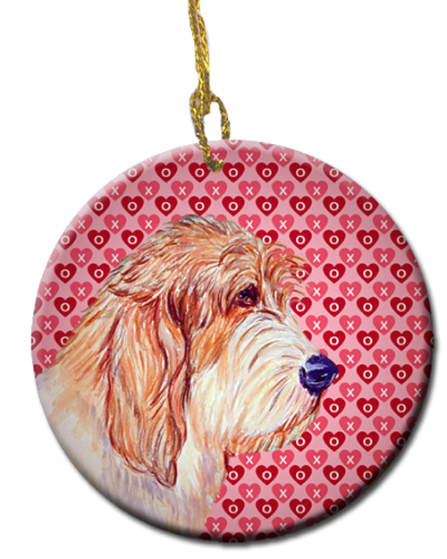 Picture of Carolines Treasures LH9172CO1 Petit Basset Griffon Vendeen Valentines Love And Hearts Ceramic Ornament