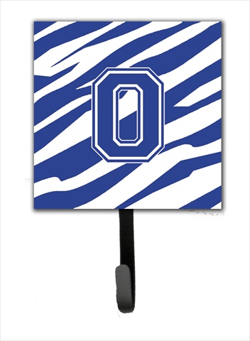 CJ1034-OSH4 Letter O Initial Tiger Stripe Blue And White Leash Holder Or Key Hook