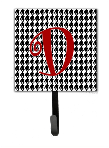 Letter D Initial Monogram Houndstooth Black Leash Or Key Hook - 4.25 x 6 in.
