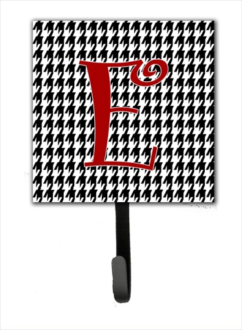 CJ1035-ESH4 4.25 x 6 in. Letter E Initial Monogram Houndstooth Black Leash Or Key Hook