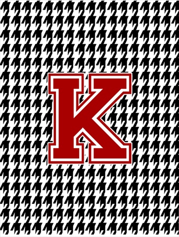 Houndstooth Black K Monogram Initial Garden Size Flag
