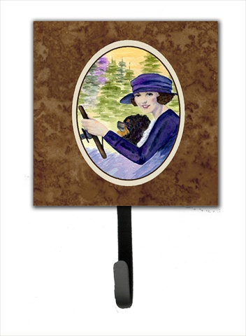 4.25 x 6 in. Lady Driving with Her Pomeranian Leash Or Key Hook