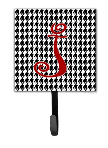 CJ1035-JSH4 4.25 x 6 in. Letter J Initial Monogram Houndstooth Black Leash Or Key Hook