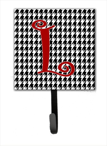 CJ1035-LSH4 4.25 x 6 in. Letter L Initial Monogram Houndstooth Black Leash Or Key Hook