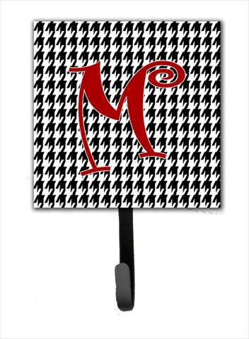 CJ1035-MSH4 4.25 x 6 in. Letter M Initial Monogram Houndstooth Black Leash Or Key Hook