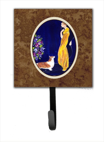4.25 x 6 in. Lady with Her Corgi Leash Or Key Hook