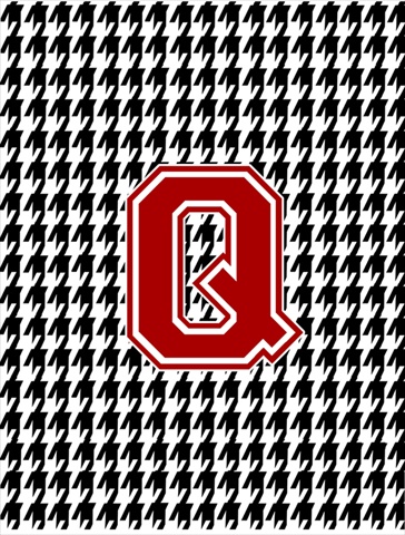 Houndstooth Black Q Monogram Initial Garden Size Flag