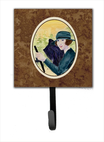 4.25 x 6 in. Lady Driving with Her Briard Leash Or Key Hook
