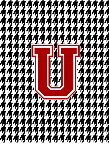 Houndstooth Black U Monogram Initial Garden Size Flag