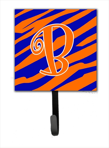 CJ1036-BSH4 4.25 x 6 in. Letter B Initial Tiger Stripe Blue and Orange Leash Or Key Hook