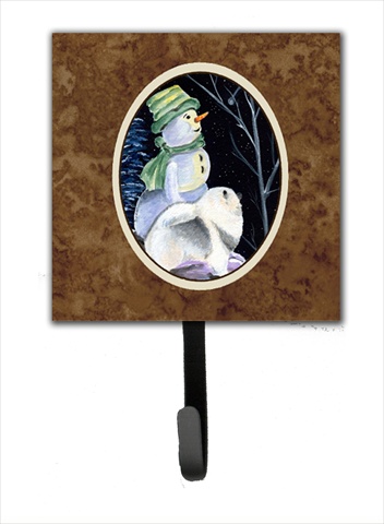 4.25 x 6 in. Snowman with Keeshond Leash Or Key Hook