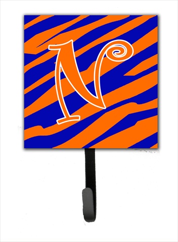 Picture of Carolines Treasures CJ1036-NSH4 4.25 x 6 in. Letter N Initial Tiger Stripe Blue and Orange Leash Or Key Hook