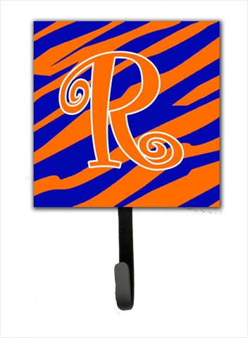 Picture of Carolines Treasures CJ1036-RSH4 4.25 x 6 in. Letter R Initial Tiger Stripe Blue and Orange Leash Or Key Hook