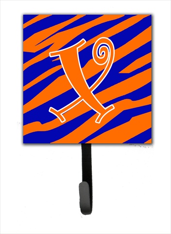 Letter X Initial Tiger Stripe Blue and Orange Leash Or Key Hook