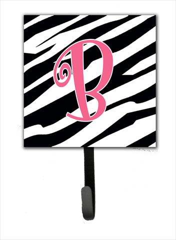 CJ1037-BSH4 4.25 x 6 in. Letter B Initial Monogram Zebra Stripe and Pink Leash Or Key Hook