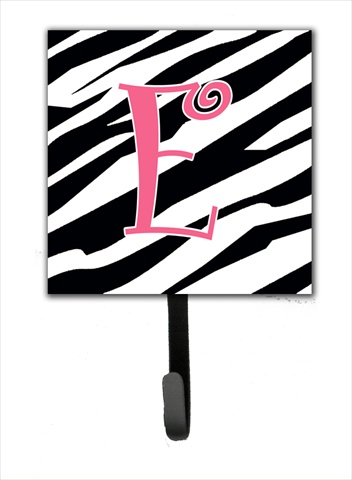 CJ1037-ESH4 4.25 x 6 in. Letter E Initial Monogram Zebra Stripe and Pink Leash Or Key Hook