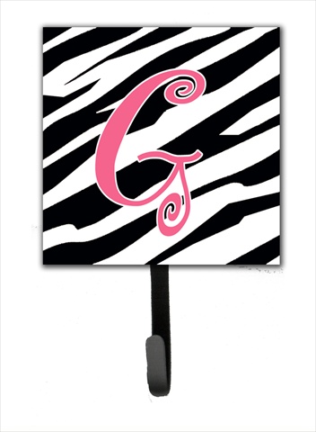 CJ1037-GSH4 4.25 x 6 in. Letter G Initial Monogram Zebra Stripe and Pink Leash Or Key Hook