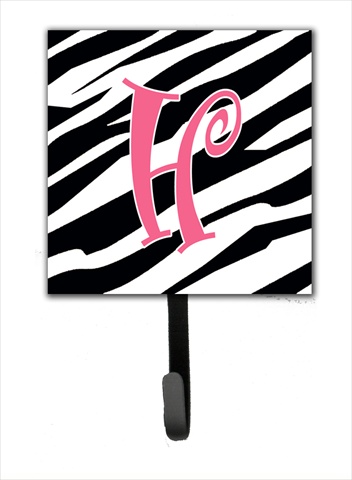 CJ1037-HSH4 4.25 x 6 in. Letter H Initial Monogram Zebra Stripe and Pink Leash Or Key Hook