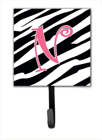 CJ1037-NSH4 4.25 x 6 in. Letter N Initial Monogram Zebra Stripe and Pink Leash Or Key Hook