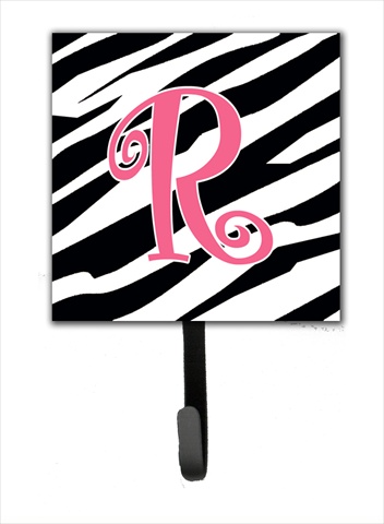 CJ1037-RSH4 4.25 x 6 in. Letter R Initial Monogram Zebra Stripe and Pink Leash Or Key Hook