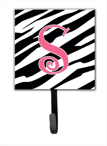 CJ1037-SSH4 4.25 x 6 in. Letter S Initial Monogram Zebra Stripe and Pink Leash Or Key Hook