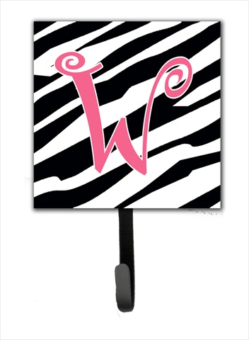 CJ1037-WSH4 4.25 x 6 in. Letter W Initial Monogram Zebra Stripe and Pink Leash Or Key Hook